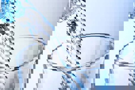 a glass of clear water